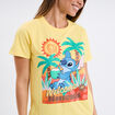 T-shirt manches courtes coton Stitch jaune femme