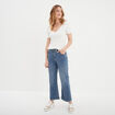 Jeans wide leg 7/8ème taille haute denim stone femme