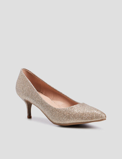 Escarpins &agrave; talons paillet&eacute;s couleur or femme