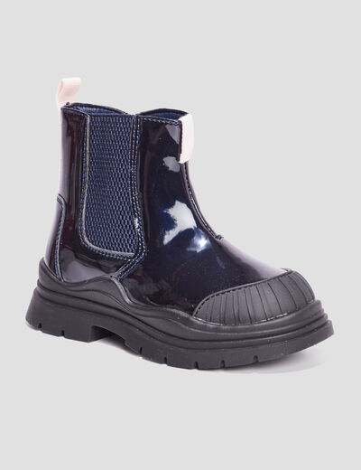 Bottines vernies à semelle épaisse noir fille