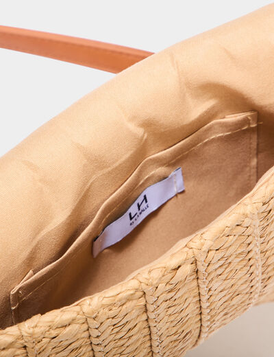 Sac pochette tressé sable femme