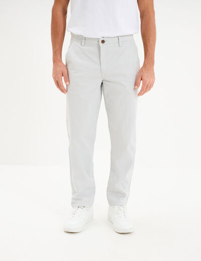 Pantalon chino droit stretch gris clair homme