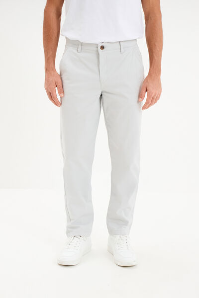 Pantalon chino droit stretch gris clair homme