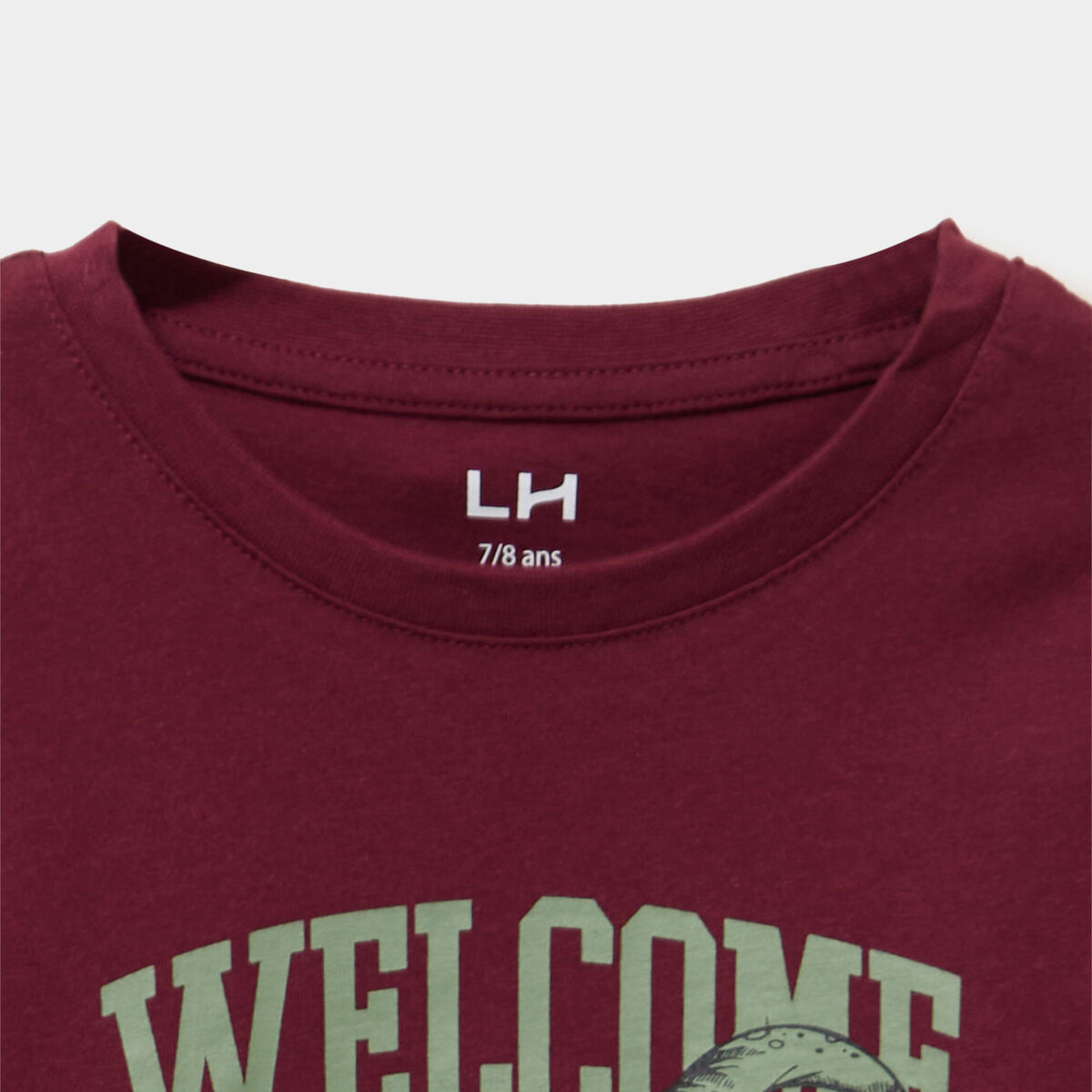 Ensemble pyjama pantalon t-shirt coton bordeaux gar&ccedil;on