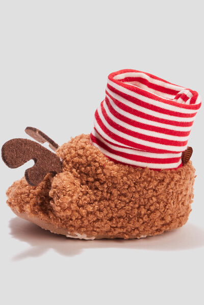 Chaussettes d'intérieur imitation mouton marron bébé