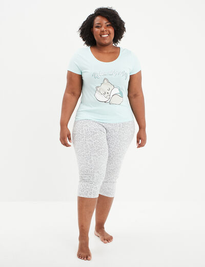 Ensemble pyjama corsaire Modavista bleu turquoise femme grande taille