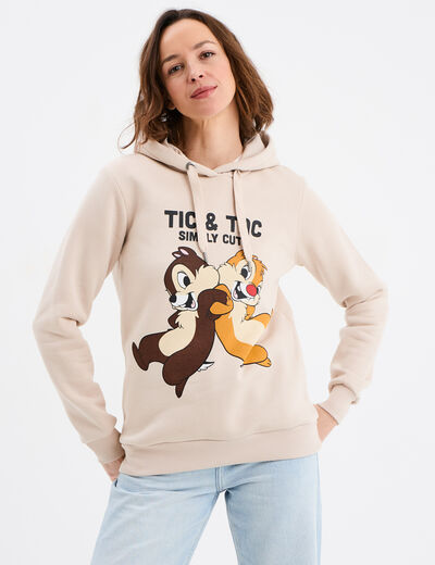 Sweat hoodie à capuche Tic et Tac sable femme