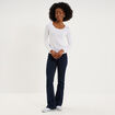 T-shirt coton col rond manches longues blanc femme