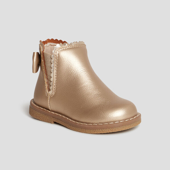 bottines zippees avec noeud jaune or bebef Bottines zippées avec noeud jaune or bébé fille