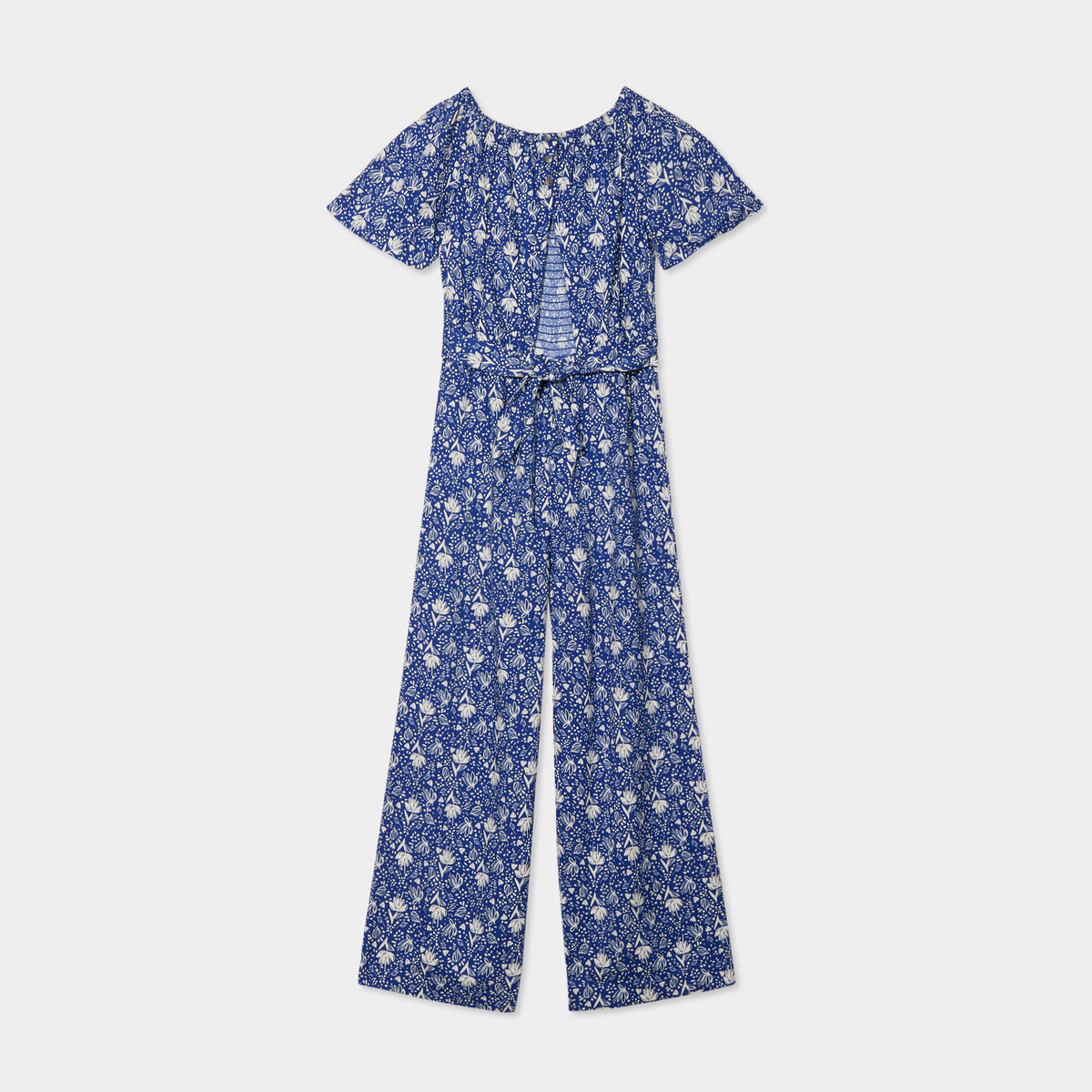 Combinaison pantalon manches courtes bleu roi fille