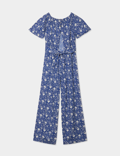 Combinaison pantalon manches courtes bleu roi fille