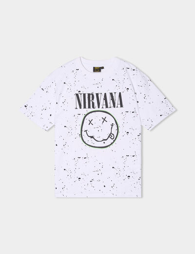 T-shirt manches courtes coton Nirvana blanc garçon