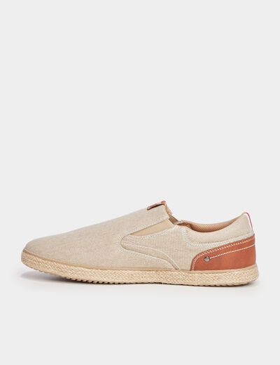 Slip-on confort toile effet espadrille sable homme