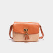 Sac paille tressée à rabat marron cognac femme