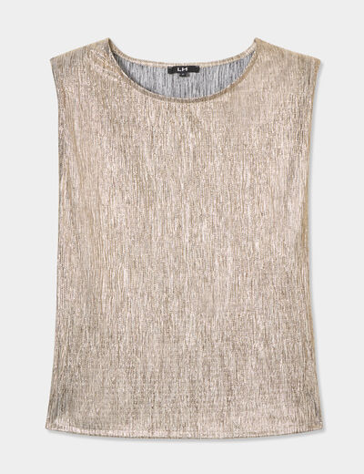T-shirt épaulettes sans manches jaune or femme