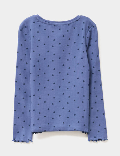 T-shirt côtelé manches longues coton bleu gris fille