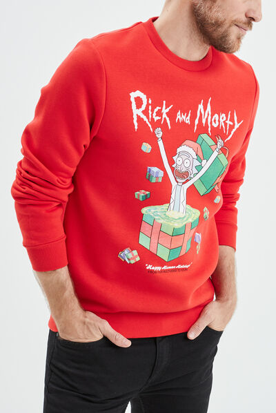 Sweat de Noël col rond Rick et Morty rouge homme