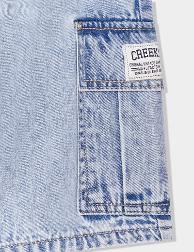 Bermuda cargo en jean denim triple stone gar&ccedil;on