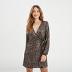 Robe portefeuille noeud et sequins terracotta femme