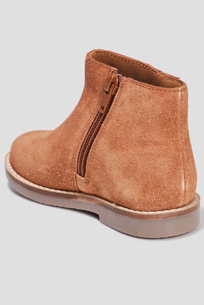 Bottines à volants en cuir camel fille