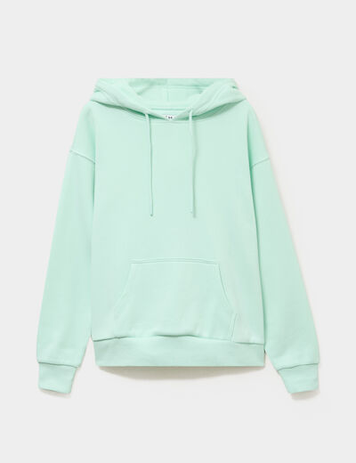 Sweat hoodie molleton &agrave; capuche vert clair femme