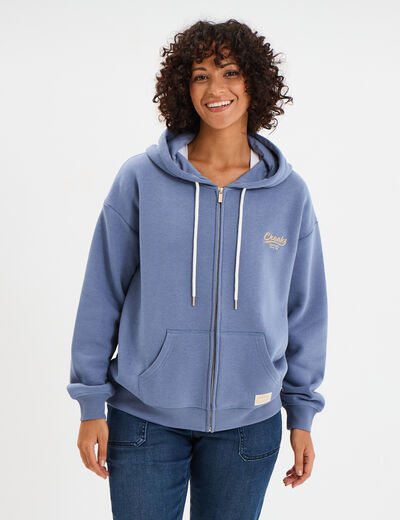 Sweat zippé à capuche Creeks Original bleu gris femme