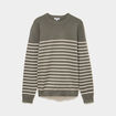 Pull col rond manches longues vert kaki homme