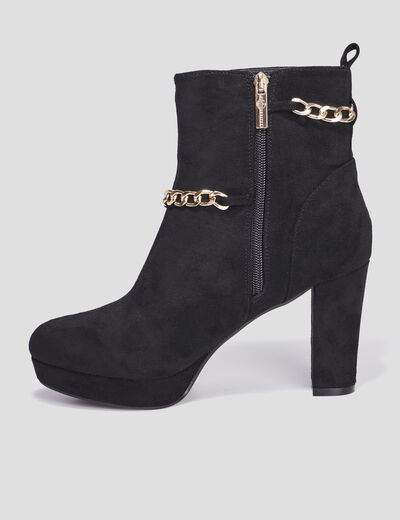 Bottines à talon avec chaînes Mosquitos noir femme