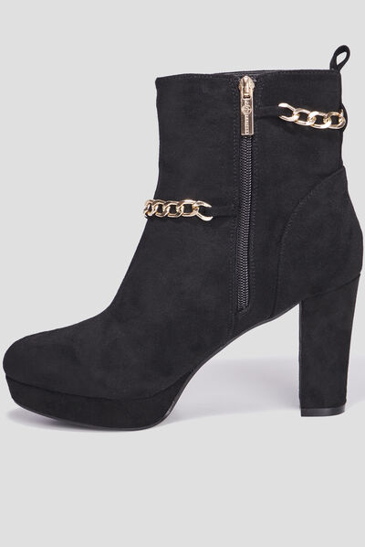 Bottines à talon avec chaînes Mosquitos noir femme