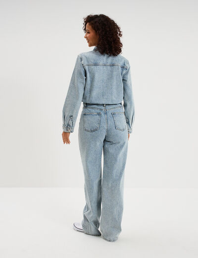 Combinaison pantalon en jean coton denim double stone femme
