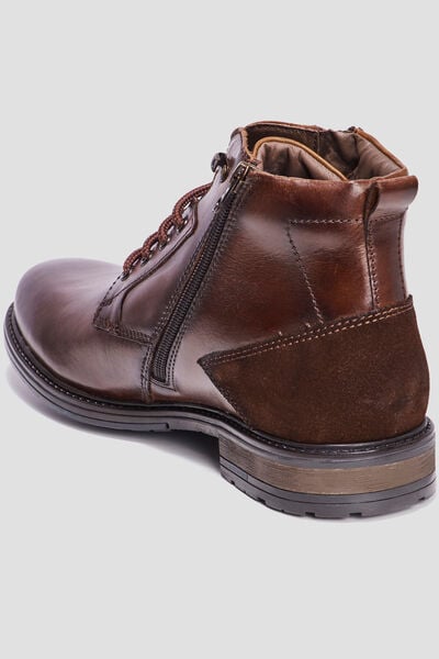 Bottines zipp&eacute;es en cuir marron homme