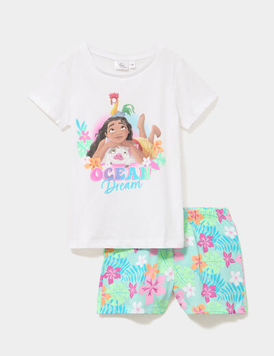 Ensemble pyjama short t-shirt Vaiana blanc fille