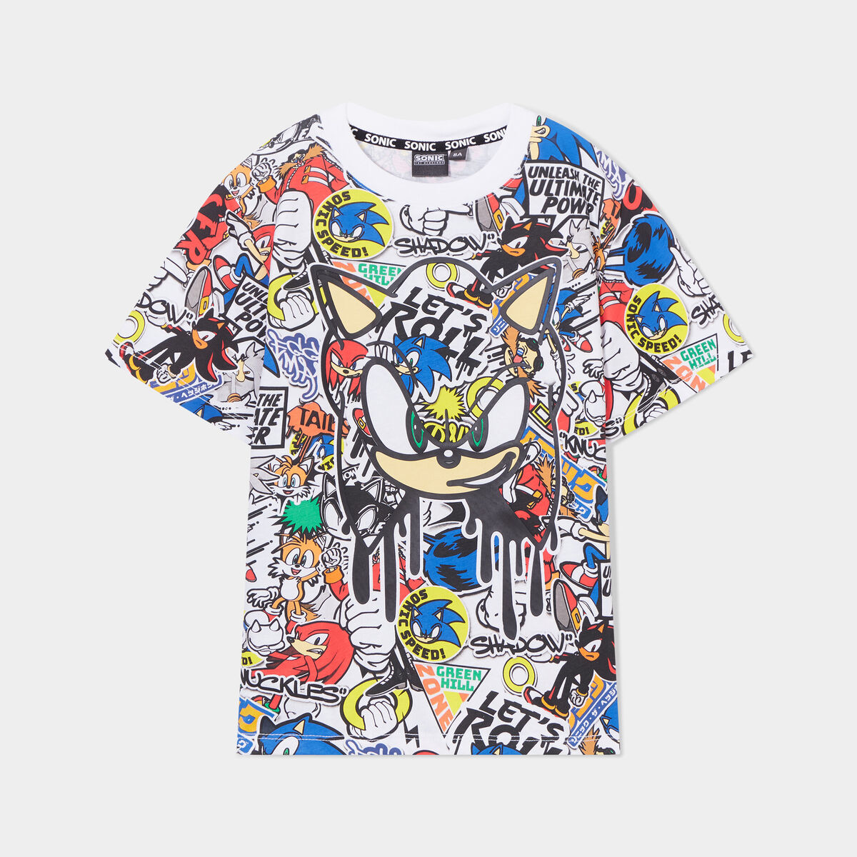 T-shirt col rond manches courtes Sonic multicolore gar&ccedil;on