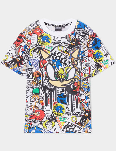 T-shirt col rond manches courtes Sonic multicolore garçon