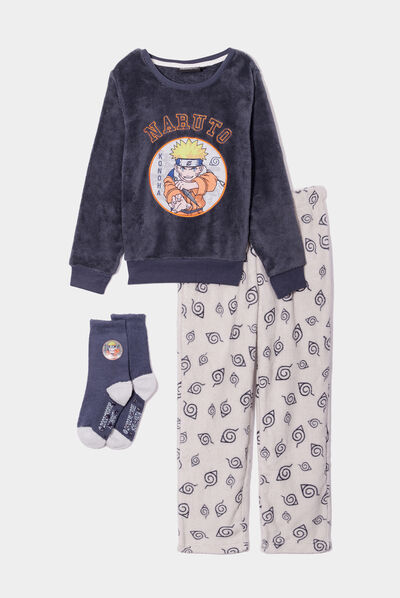 Ensemble pyjama 3 pièces Naruto bleu gris garçon