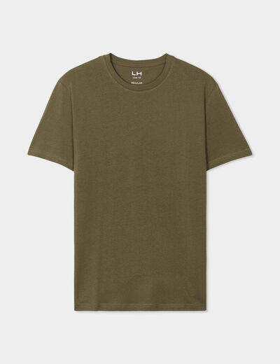 T-shirt en coton manches courtes vert kaki homme