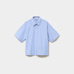 Chemise courte manches courtes coton bleu ciel femme