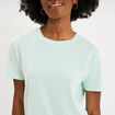 T-shirt col rond manches courtes coton vert clair femme