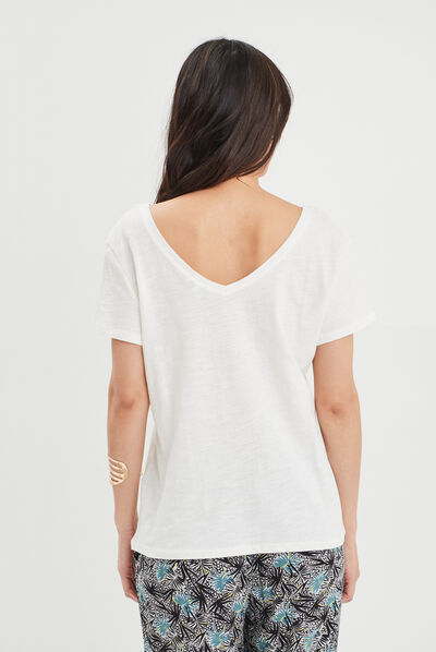 T-shirt à manches courtes blanc femme