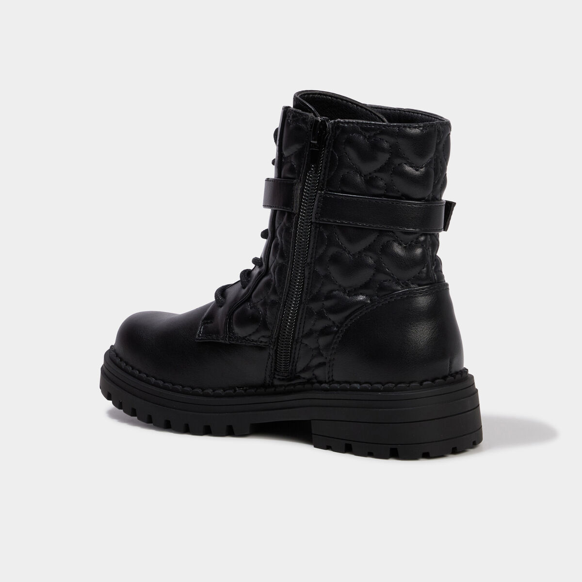 Boots matelass&eacute;es avec boucles noir fille