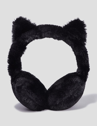Cache-oreilles sequins fausse fourrure noir fille