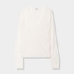 Pull col en V manches longues blanc femme