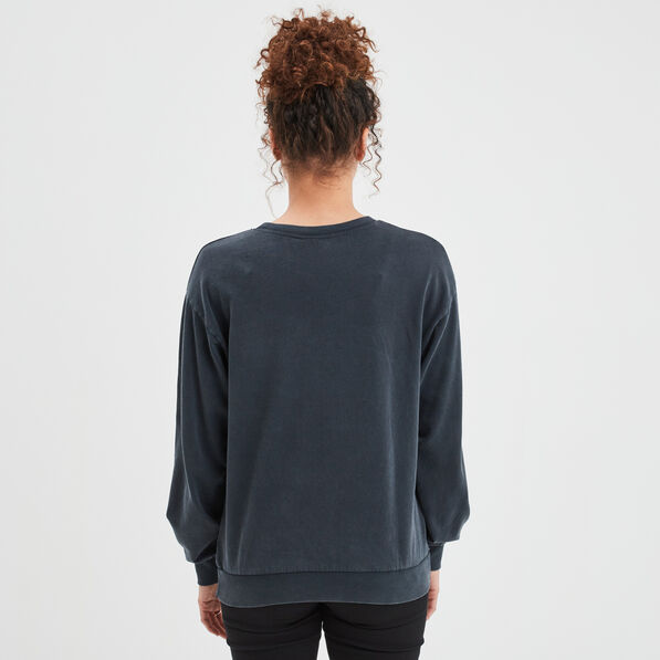 Sweat col rond coton Vilaines Disney noir femme