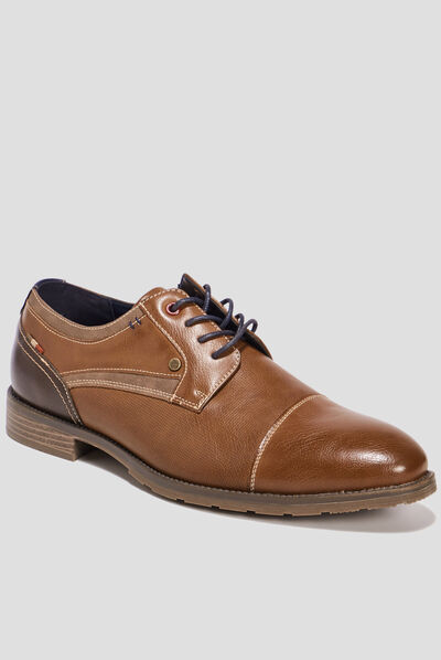 Derbies à lacets bout amande marron homme