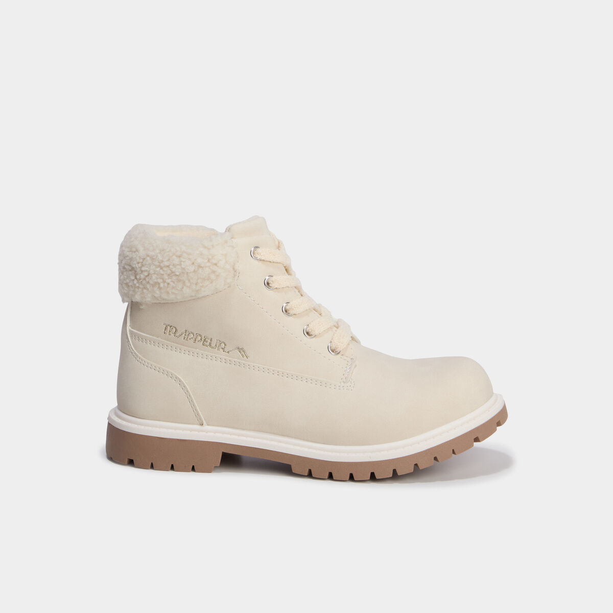 Bottines avec d&eacute;tails fausse fourrure creme fille