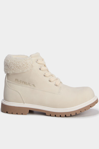 Bottines avec d&eacute;tails fausse fourrure creme fille