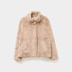 Veste fausse fourrure col montant beige femme