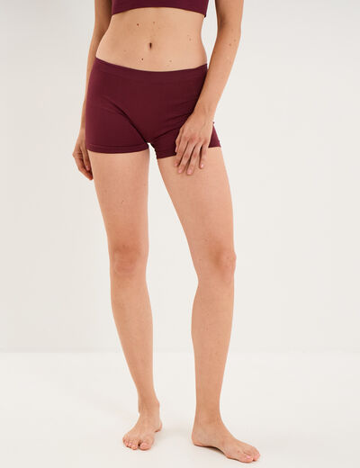 Shorty sans couture taille &eacute;lastiqu&eacute;e prune femme