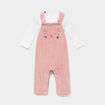 Ensemble 2 pi&egrave;ces salopette et t-shirt vieux rose b&eacute;b&eacute;