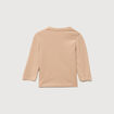 T-shirt &eacute;paule boutonn&eacute;e coton marron clair b&eacute;b&eacute; gar&ccedil;on